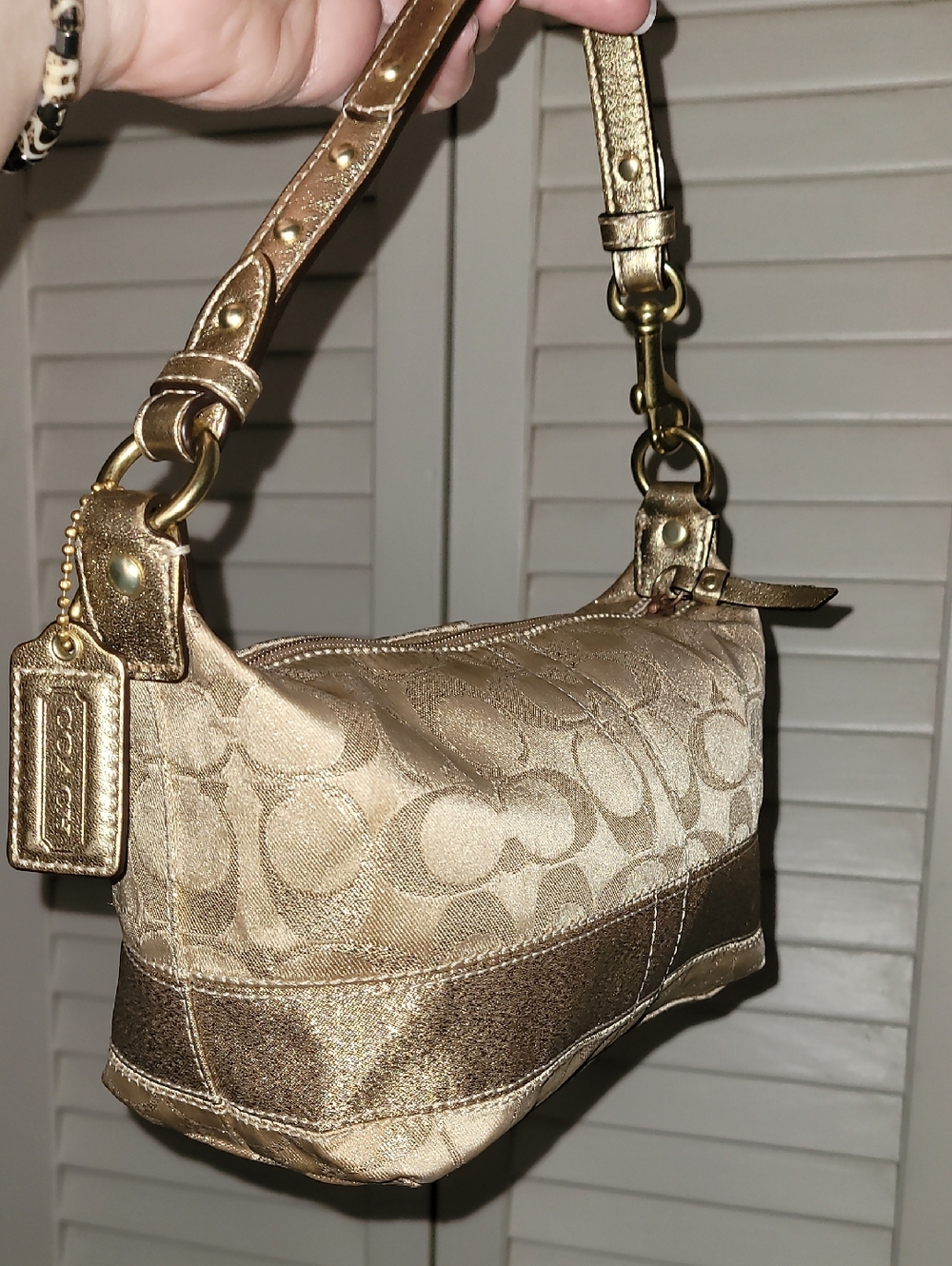 Coach Metallic Gold Signature Shoulder Bag